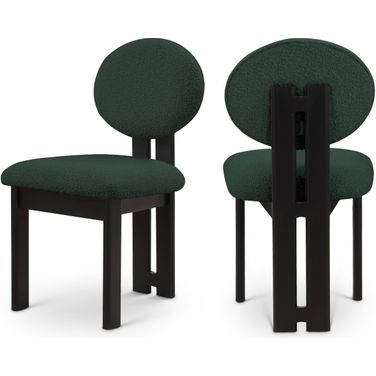 Napa Boucle Fabric Dining Chair Set of 2 In Green/Black