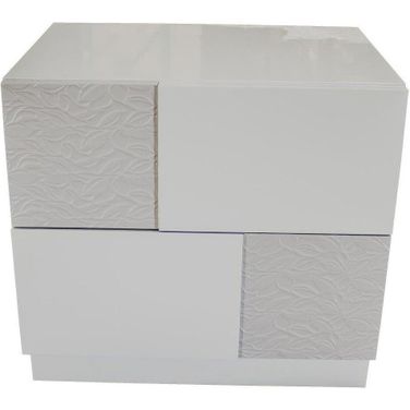 Naple 2 Drawer Poplar Wood Bedroom Nightstand In Gray And Silver Line