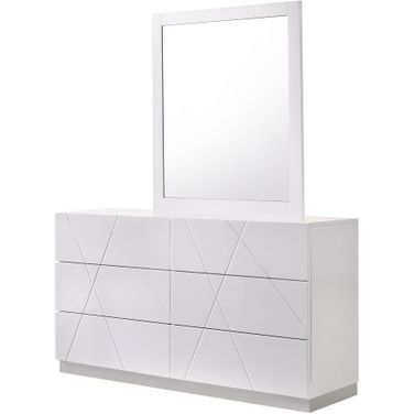 Naples White Lacquer Dresser and Mirror