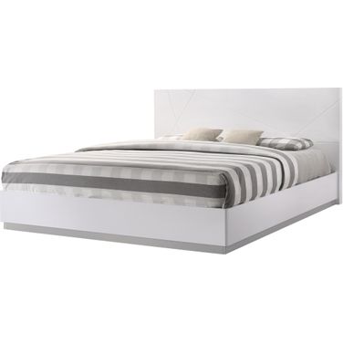 Naples White Lacquer King Platform Bed