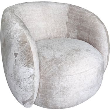 Napoli Modern Swivel Base Barrel Chair In Ivory