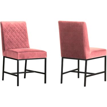 Napoli Pink Velvet and Black Leg Modern Accent Dining Chair Set of 2