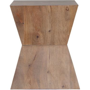 Nara Sculptured Pedestal End Table In Caramel/Walnut Finish