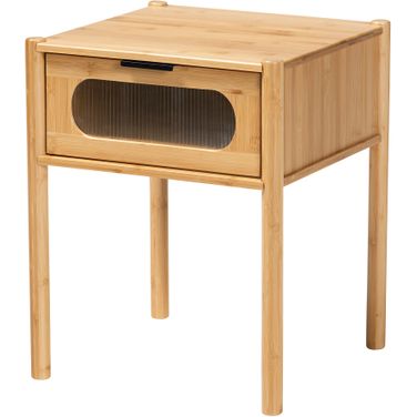 Naresh Bamboo Wood 1 Drawer End Table In Natural Brown