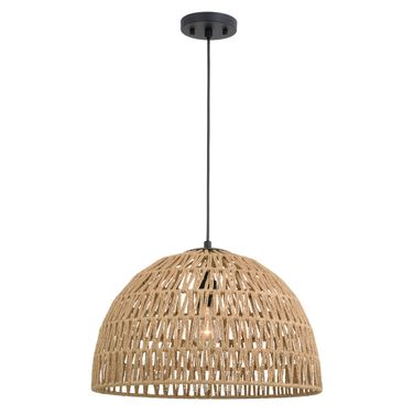 Nassau 18.25 Inch 1 Light Pendant and Natural Rope In Matte Black