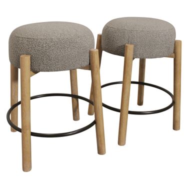 Natalia Boucle Fabric Counter Stool Set of 2 In Silver