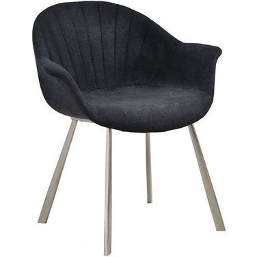 Natalie Arm Chair Set Of 2 In Charcoal Grey