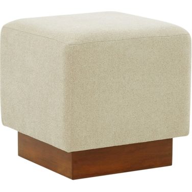 Natalya Square Ottoman In Tan and Walnut