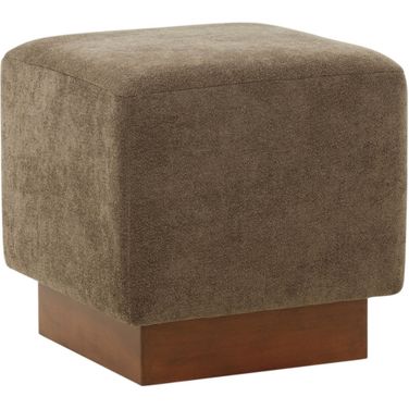 Natalya Square Ottoman In Walnut and Dark Brown