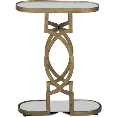 Natasha Table In Antique Brass and Clear