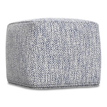 Nate 18 Inch Square Pouf In Denim Melange