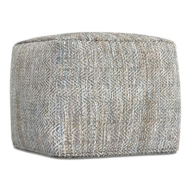 Nate 18 Inch Square Pouf In Grey Melange