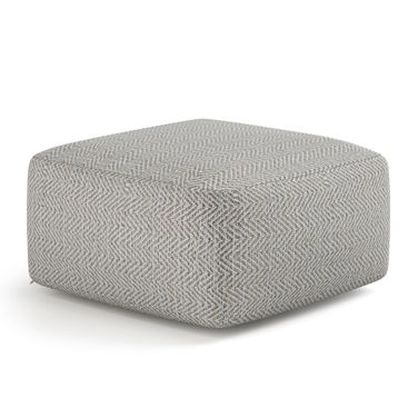 Nate 20 Inch Square Pouf In Patterned Grey Melange