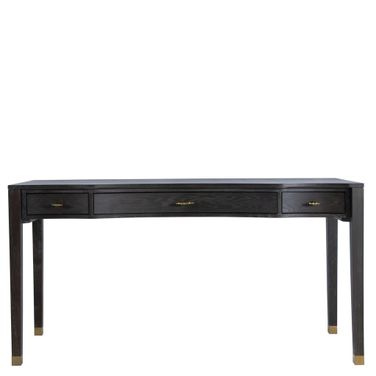 Nathan Desk In Dark Grey Cerused Oak and Stainless Gold