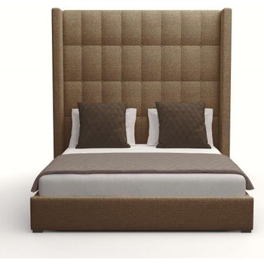 Nativa Interiors Aylet Box Tufted Upholstered High 87 Inch King Brown Bed