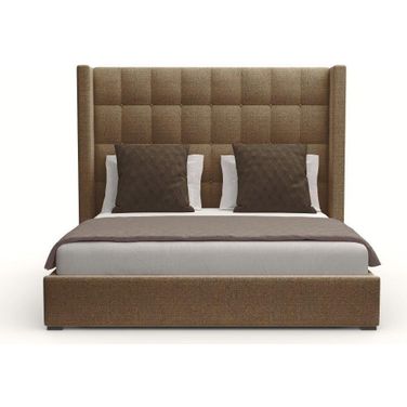 Nativa Interiors Aylet Box Tufted Upholstered Medium 67 Inch King Brown Bed