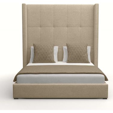 Nativa Interiors Aylet Button Tufted Upholstered High 87 Inch California King Flax Bed