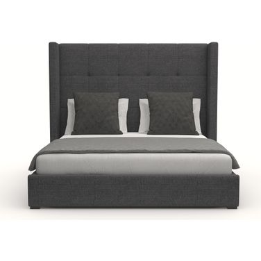 Nativa Interiors Aylet Button Tufted Upholstered Medium 67 Inch King Charcoal Bed