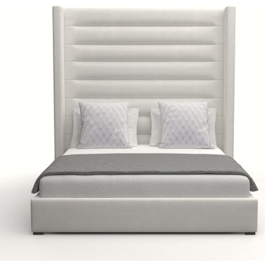 Nativa Interiors Aylet Horizontal Channel Tufted Upholstered High 87 Inch Queen Off White Bed
