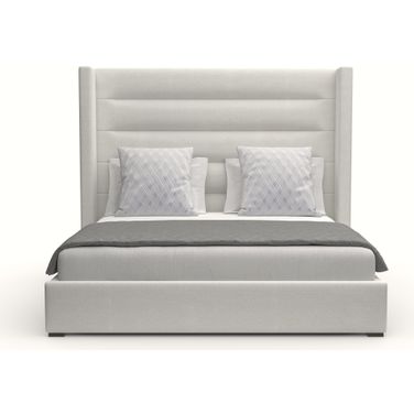 Nativa Interiors Aylet Horizontal Channel Tufted Upholstered Medium 67 Inch King Off White Bed
