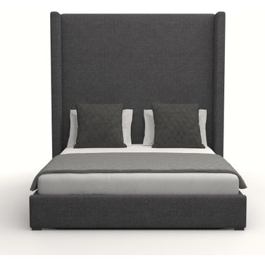 Nativa Interiors Aylet Plain Upholstered High 87 Inch King Charcoal Bed