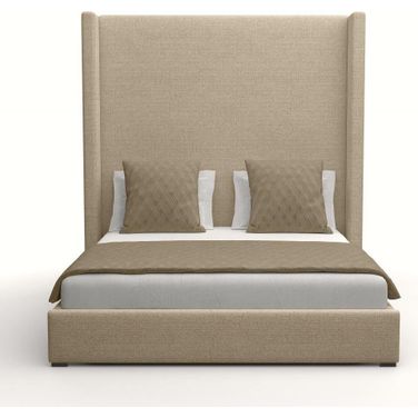 Nativa Interiors Aylet Plain Upholstered High 87 Inch King Flax Bed