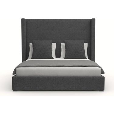 Nativa Interiors Aylet Plain Upholstered Medium 67 Inch King Charcoal Bed