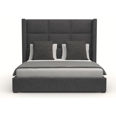Nativa Interiors Aylet Square Tufted Upholstered Medium 67 Inch King Charcoal Bed