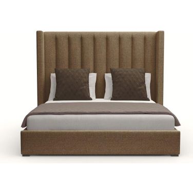 Nativa Interiors Aylet Vertical Channel Tufted Upholstered Medium 67 Inch King Brown Bed