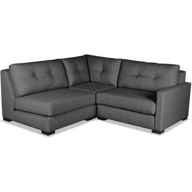 Nativa Interiors Chester Buttoned Deep Plush 3 Pieces Modular Sectional Mini In Charcoal SEC-CHST-BTN-DP-AR4-3PC-CHARCOAL