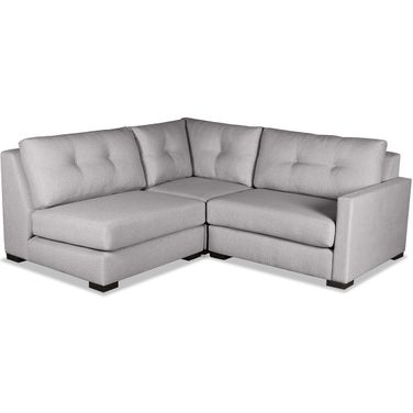 Nativa Interiors Chester Buttoned Deep Plush 3 Pieces Modular Sectional Mini In Grey SEC-CHST-BTN-DP-AR4-3PC-GREY