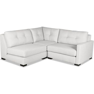 Nativa Interiors Chester Buttoned Deep Plush 3 Pieces Modular Sectional Mini In Off White SEC-CHST-BTN-DP-AR4-3PC-WHITE