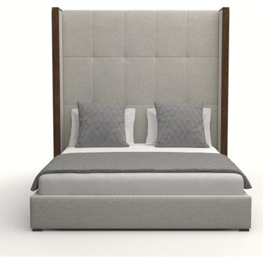 Nativa Interiors Irenne Box Tufted Upholstered High 87 Inch California King Grey Bed