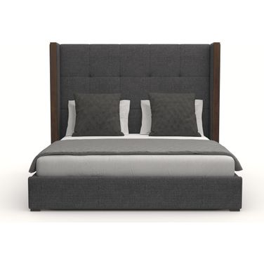 Nativa Interiors Irenne Button Tufted Upholstered Medium 67 Inch King Charcoal Bed