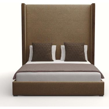 Nativa Interiors Irenne Plain Upholstered High 87 Inch King Brown Bed