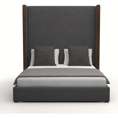 Nativa Interiors Irenne Plain Upholstered High 87 Inch King Charcoal Bed