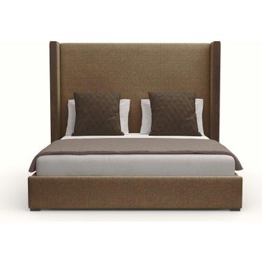 Nativa Interiors Irenne Plain Upholstered Medium 67 Inch King Brown Bed