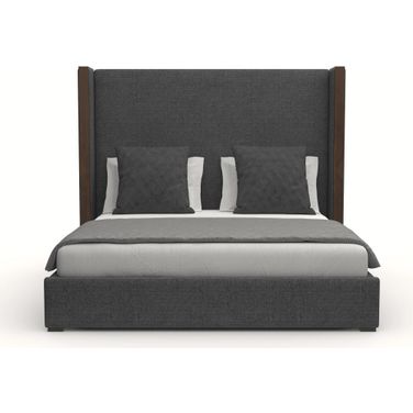 Nativa Interiors Irenne Plain Upholstered Medium 67 Inch King Charcoal Bed
