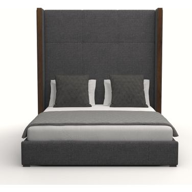 Nativa Interiors Irenne Simple Tufted Upholstered High 87 Inch King Charcoal Bed