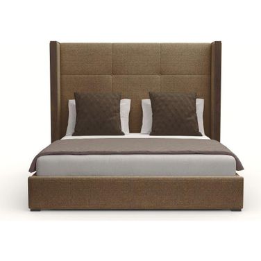 Nativa Interiors Irenne Simple Tufted Upholstered Medium 67 Inch King Brown Bed