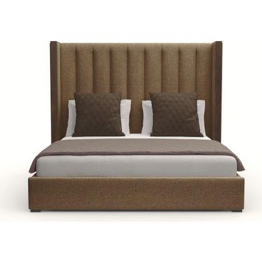 Nativa Interiors Irenne Vertical Channel Tufted Upholstered Medium 67 Inch King Brown Bed