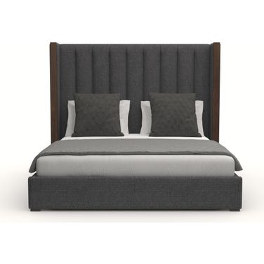 Nativa Interiors Irenne Vertical Channel Tufted Upholstered Medium 67 Inch King Charcoal Bed