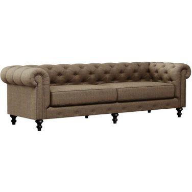 Nativa Interiors London Tufted Sofa Deep Plush 103 Inch Brown