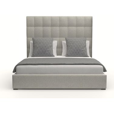 Nativa Interiors Moyra Box Tufted Upholstered Medium 67 Inch California King Grey Bed