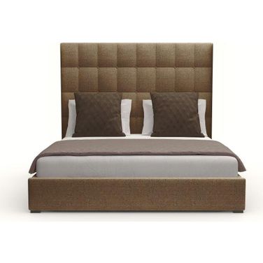 Nativa Interiors Moyra Box Tufted Upholstered Medium 67 Inch King Brown Bed