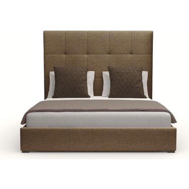Nativa Interiors Moyra Button Tufted Upholstered Medium 67 Inch King Brown Bed