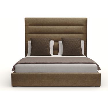 Nativa Interiors Moyra Horizontal Channel Tufted Upholstered Medium 67 Inch King Brown Bed