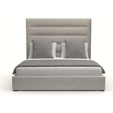 Nativa Interiors Moyra Horizontal Channel Tufted Upholstered Medium 67 Inch King Grey Bed