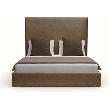 Nativa Interiors Moyra Plain Upholstered Medium 67 Inch King Brown Bed