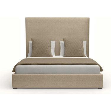 Nativa Interiors Moyra Plain Upholstered Medium 67 Inch King Flax Bed